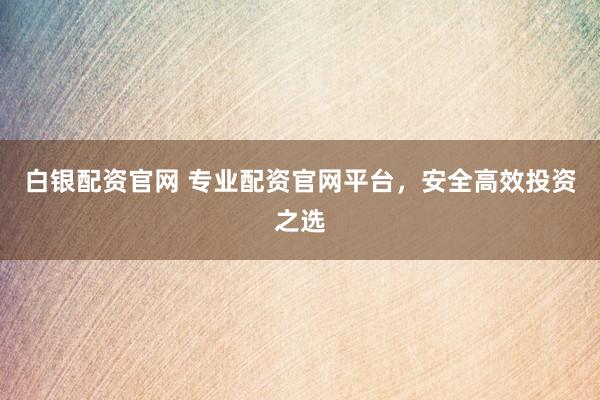 白银配资官网 专业配资官网平台，安全高效投资之选