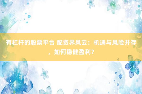 有杠杆的股票平台 配资界风云：机遇与风险并存，如何稳健盈利？