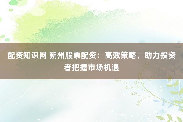 配资知识网 朔州股票配资：高效策略，助力投资者把握市场机遇