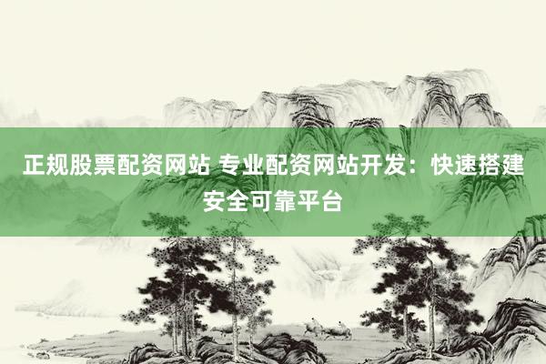 正规股票配资网站 专业配资网站开发：快速搭建安全可靠平台