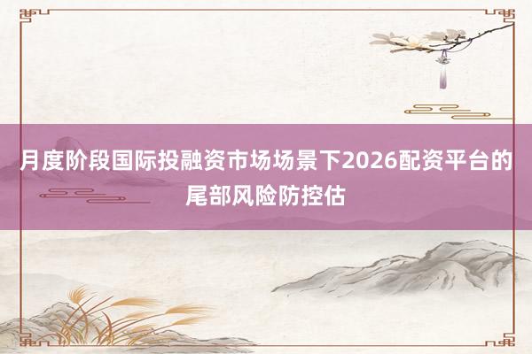 月度阶段国际投融资市场场景下2026配资平台的尾部风险防控估