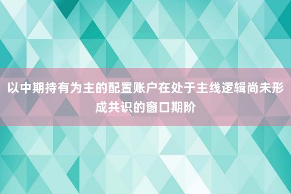以中期持有为主的配置账户在处于主线逻辑尚未形成共识的窗口期阶